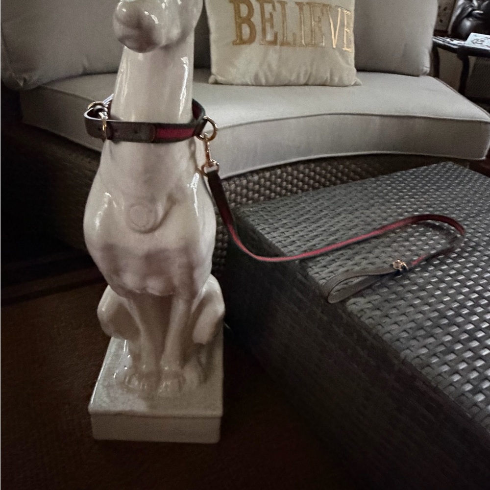 Gucci Brown, Red  and Green Dog Collar and Leash Set
